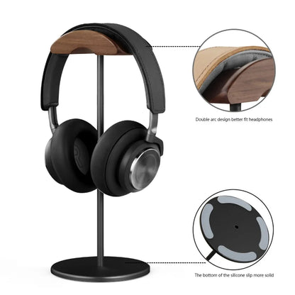 Walnut Wood & Aluminum Headphone Stand